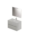 Mobile bagno sospeso bianco frassinato 2 cassetti con lavabo e specchio COMP80BF 81x46x54h