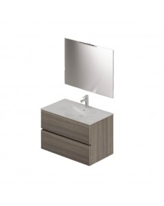 Mobile bagno sospeso olmo 2 cassetti con lavabo e specchio COMP80OL 81x46x54h