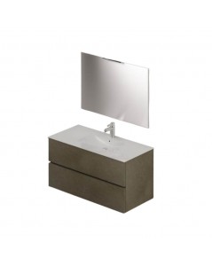 Mobile bagno sospeso argilla 2 cassetti con lavabo e specchio COMP100AR 101x46x54h