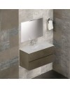 Mobile bagno sospeso argilla 2 cassetti con lavabo e specchio COMP100AR 101x46x54h