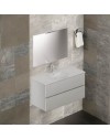 Mobile bagno sospeso bianco frassinato 2 cassetti con lavabo e specchio COMP100BF 101x46x54h