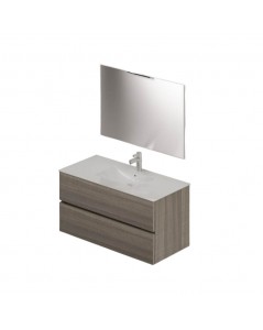 Mobile bagno sospeso olmo 2 cassetti con lavabo e specchio COMP100OL 101x46x54h