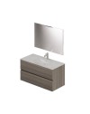 Mobile bagno sospeso olmo 2 cassetti con lavabo e specchio COMP100OL 101x46x54h