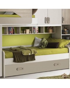 Cameretta soppalco con 3 letti Milly talco verde e brown