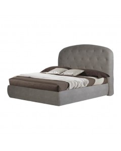 Letto matrimoniale contenitore Button1 grigio chiaro con testiera arrotondata