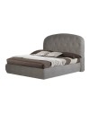 Letto matrimoniale contenitore Button1 grigio chiaro con testiera arrotondata