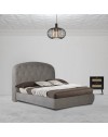 Letto matrimoniale contenitore Button1 grigio chiaro con testiera arrotondata