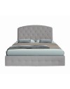 Letto matrimoniale contenitore Button2 grigio chiaro con testiera curva