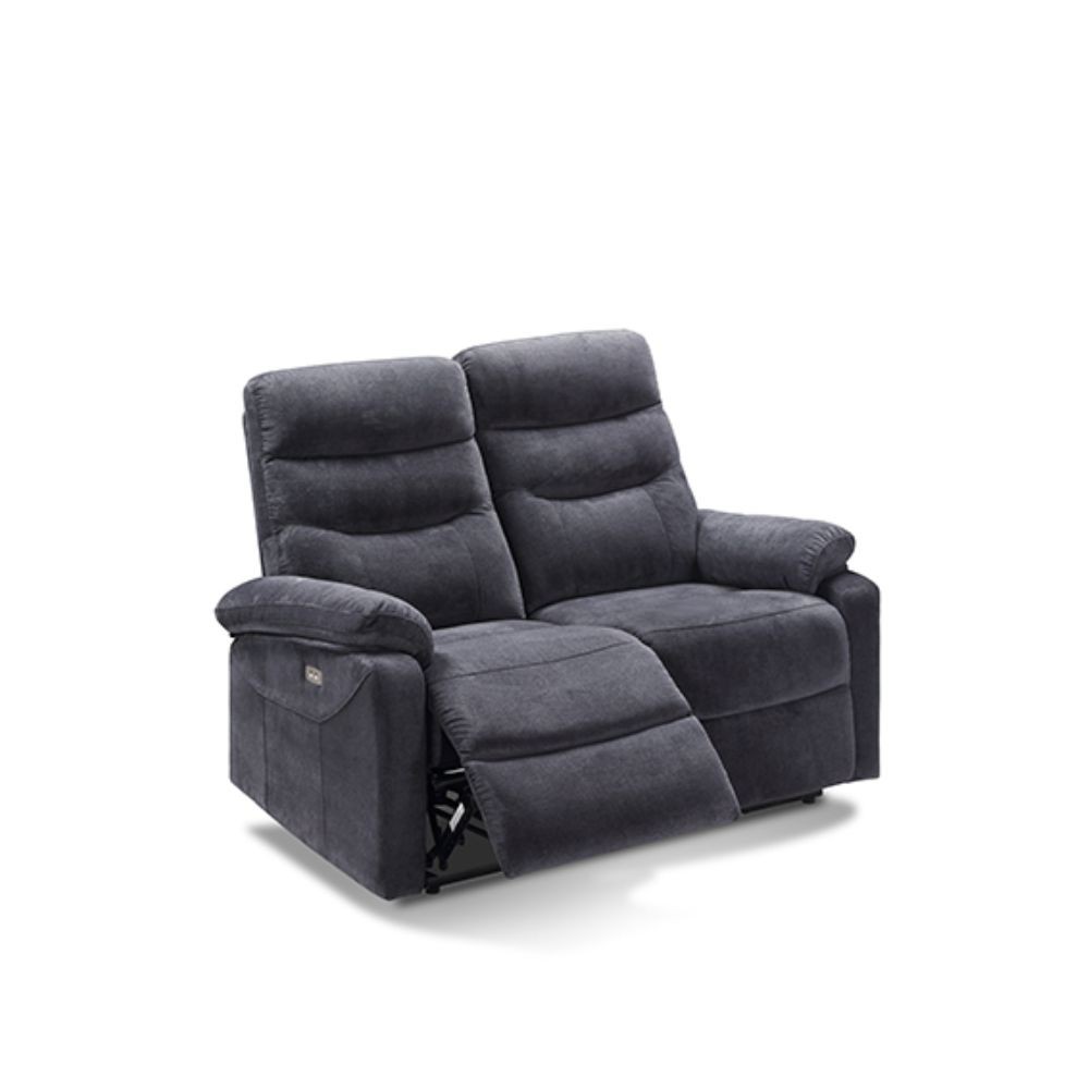 Divano 2 posti 2 recliner elettrici Brienz colore grigio scuro