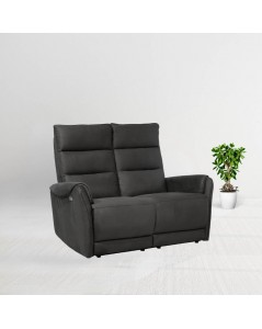 Divano 2 Posti 2 Recliner Elettrici Effetto Nabuk Thun Colore Grigio