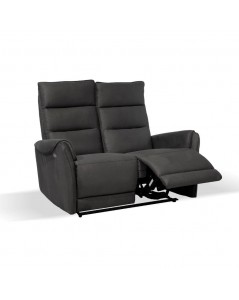 Divano 2 Posti 2 Recliner Elettrici Effetto Nabuk Thun Colore Grigio