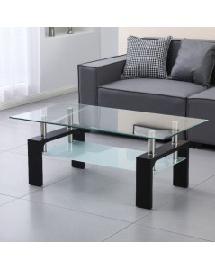 Tavolino Nero con Due Ripiani in Vetro Titania 110x60x44h Prezzo