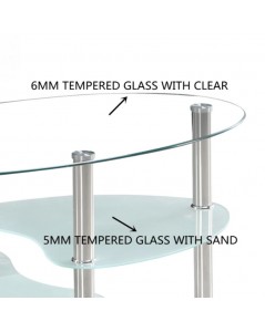 Tavolino Ovale da Salotto con 3 Piani in Vetro 90x55x45 Mimas Prezzo