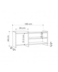 Panca scarpiera con anta e ripiani Sunno tortora e antracite 100x35x44