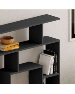 Libreria antracite con 9 ripiani Labirent 125x22x129