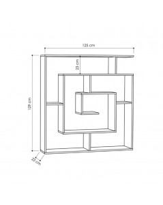 Libreria antracite con 9 ripiani Labirent 125x22x129