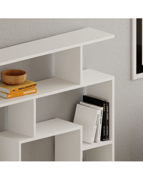 Libreria Labirent - Con Ripiani, Mensole - Da Parete, Ufficio, Soggiorno -  Bianco In Truciolare Melaminico, 125 X 22 X 129 Cm