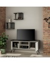 Porta TV bianco vintage e struttura antracite con 2 ante Klappe 125,5x33x56,5