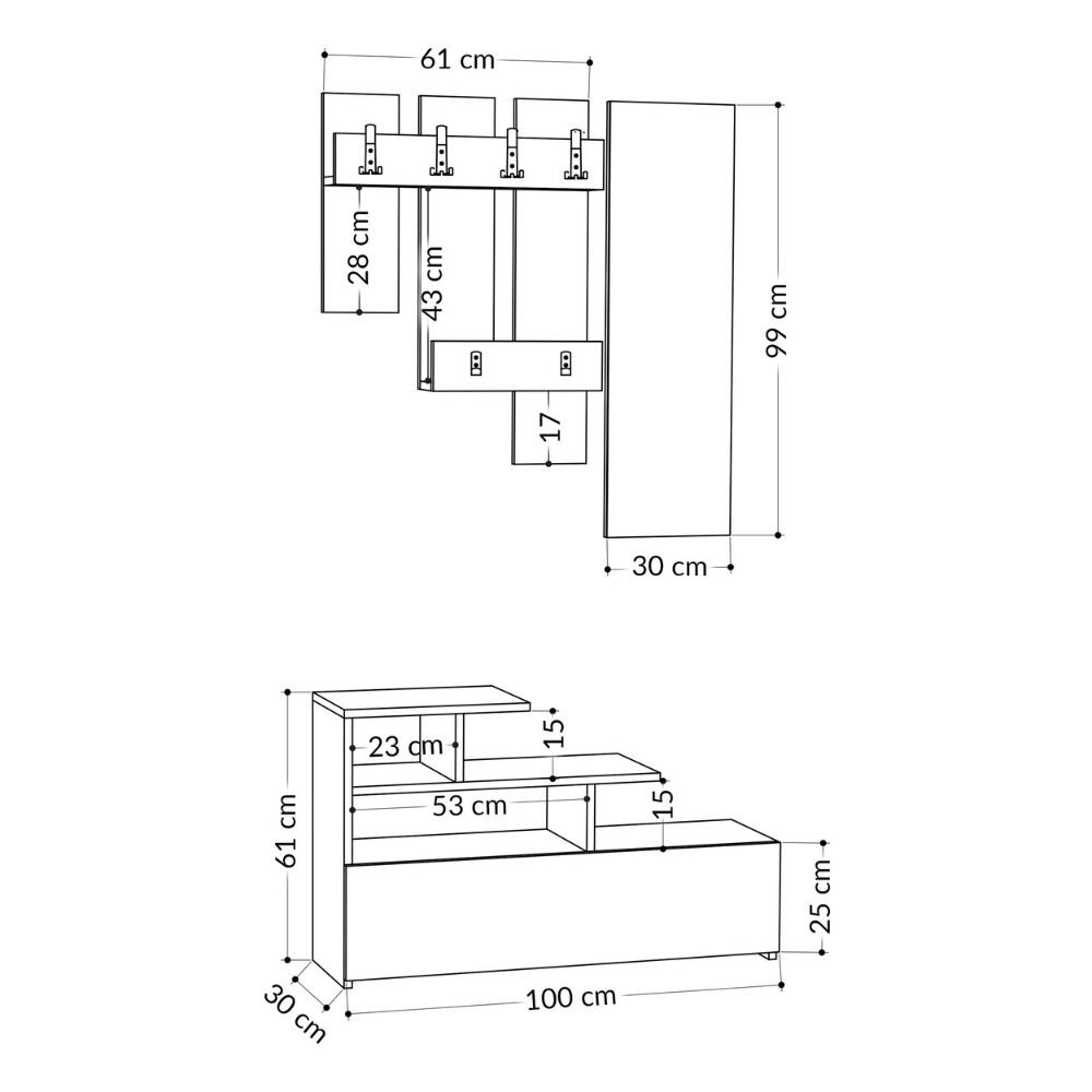 Mobile ingresso 137x35x154 cm Ramda tortora antracite con specchio