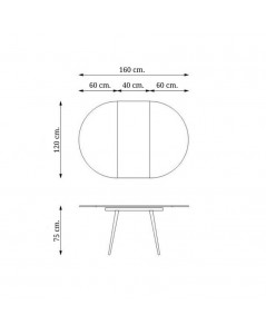 Tavolo rotondo allungabile rovere con gambe nere Cordelia 120x120x75
