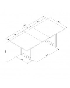 Tavolo rettangolare allungabile piano color legno e gambe antracite Austin80A 160x90x75