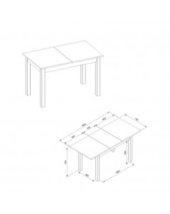 Tavolo rettangolare allungabile rovere e nero Coburg120 120x70x76,5