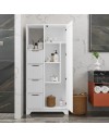 Armadio multiuso con 4 cassetti vano a giorno e anta Yada Midi colore bianco 77x29,6x164,5