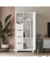 Armadio multiuso con 4 cassetti vano a giorno e anta Yada Midi colore bianco 77x29,6x164,5