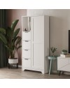 Armadio multiuso con 4 cassetti vano a giorno e anta Yada Midi colore bianco 77x29,6x164,5