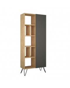 Libreria Jedda 80,6x191 Colore Rovere con Anta Antracite Prezzo