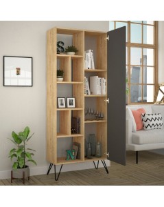 Libreria Jedda 80,6x191 Colore Rovere con Anta Antracite Prezzo