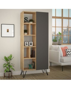 Libreria Jedda 80,6x191 Colore Rovere con Anta Antracite Prezzo