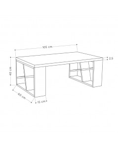 Tavolino da Salotto Piano Bianco e Gambe Rovere Honey Prezzo