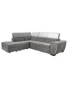 Divano letto estraibile tessuto bicolore grigio e grigio chiaro con penisola reversibile Kutri Luna24 e Luna16 280x230x85h