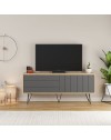 Porta TV rovere antracite con due ante a ribalta Piccadilly 139x36x57