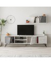 Mobile porta Tv Fiona 180X35,6X48 con mensola a parete colore bianco vintage cemento