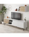 Porta TV bianco rovere Fiona 180X35,6X48 con mensola a parete