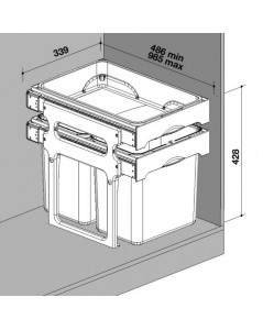 Pattumiera Estraibile 2 Contenitori e 1 Vassoio Tank40