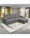 Divano Kendall angolare con penisola reversibile letto estraibile colore grigio