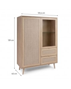 Credenza 2 Ante e 2 Cassetti Effetto Vimini Bali Prezzo