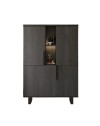 Vetrina credenza 2 ante palissandro nero Zaira 110x49x159h