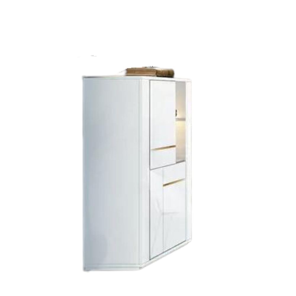 Vetrina credenza 2 ante bianco lucido laccato con particolari oro Alce 117x49x157h