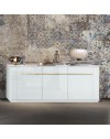 Madia 3 ante bianco lucido laccato con particolari oro Alce 205x49x83h