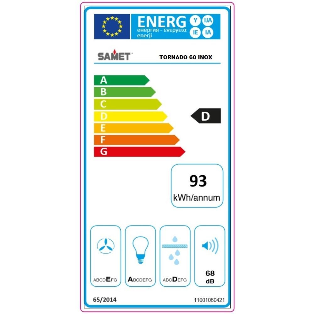 Gruppo cappa sottopensile Tornado 60 Samet colore inox