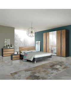 Letto matrimoniale in legno noce dark e antracite Borghese