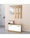 Mobile ingresso con specchio Rudolf XL rovere bianco lucido