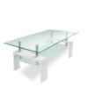 Tavolino bianco con due ripiani in vetro Titania 110x60x44h