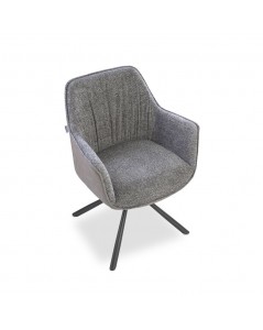 Sedia con Braccioli Tessuto Grigio e Retro Ecopelle Tortora  Aseat Prezzo