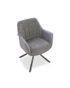 Sedia con braccioli tessuto grigio e retro ecopelle tortora Aseat