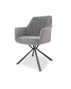 Sedia con Braccioli Tessuto Grigio e Retro Ecopelle Tortora  Aseat Prezzo